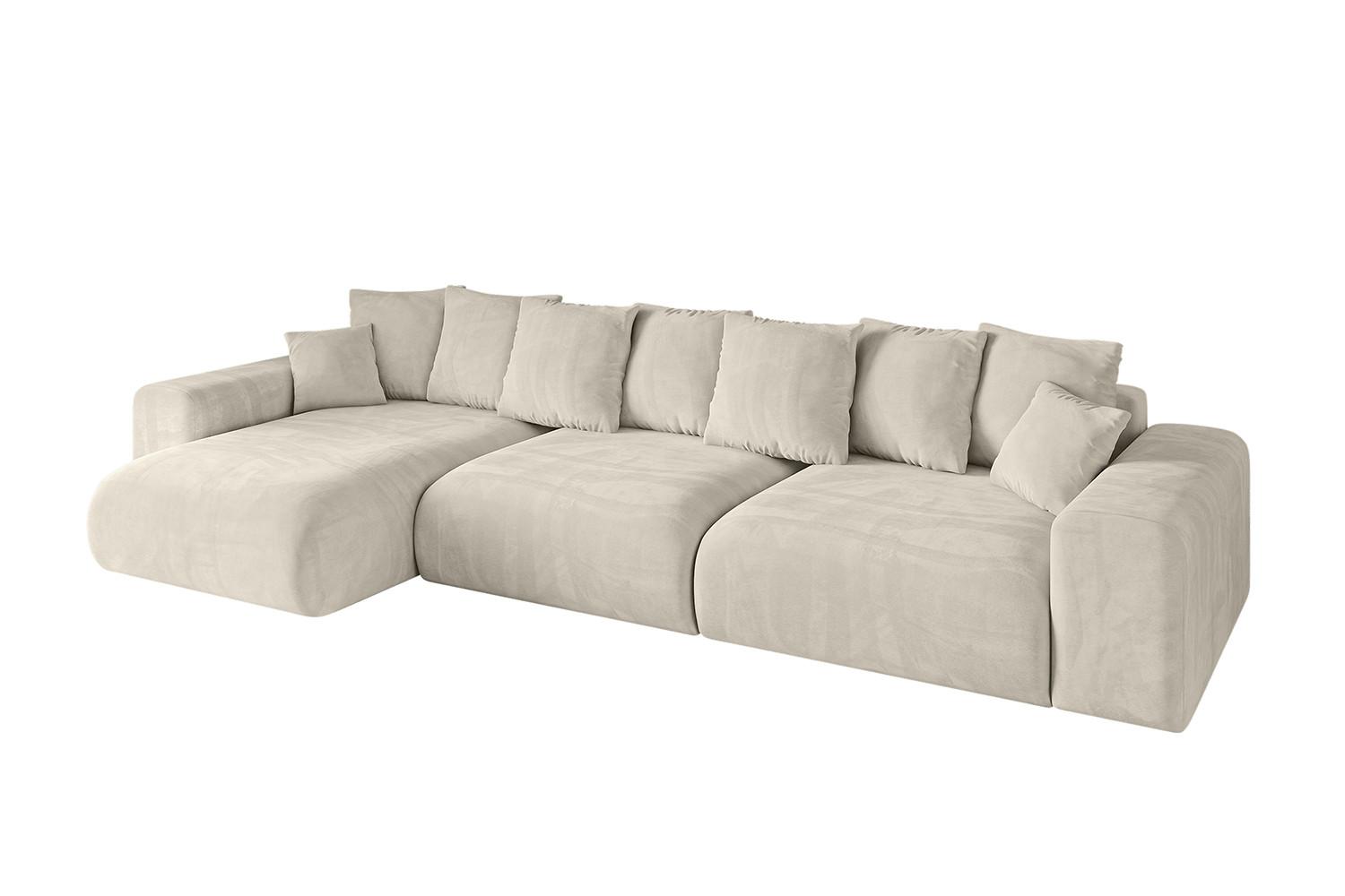 ECKSOFA Ottomane links ESKAR-L2 364x176x72 Cappuccino Velours - Schwarz/Cappuccino, Holzwerkstoff/Kunststoff (364/176cm) - ALTDECOR
