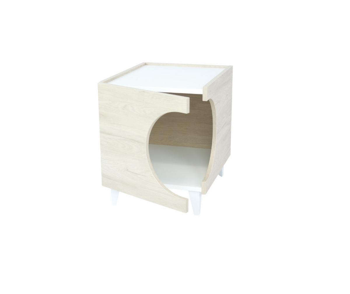 BEISTELLTISCH mit Hunde- oder Katzenhöhle ELLIE eiche weiß, 46/37/49cm - Eichefarben, Holzwerkstoff (37/46/49cm) - Skraut Home