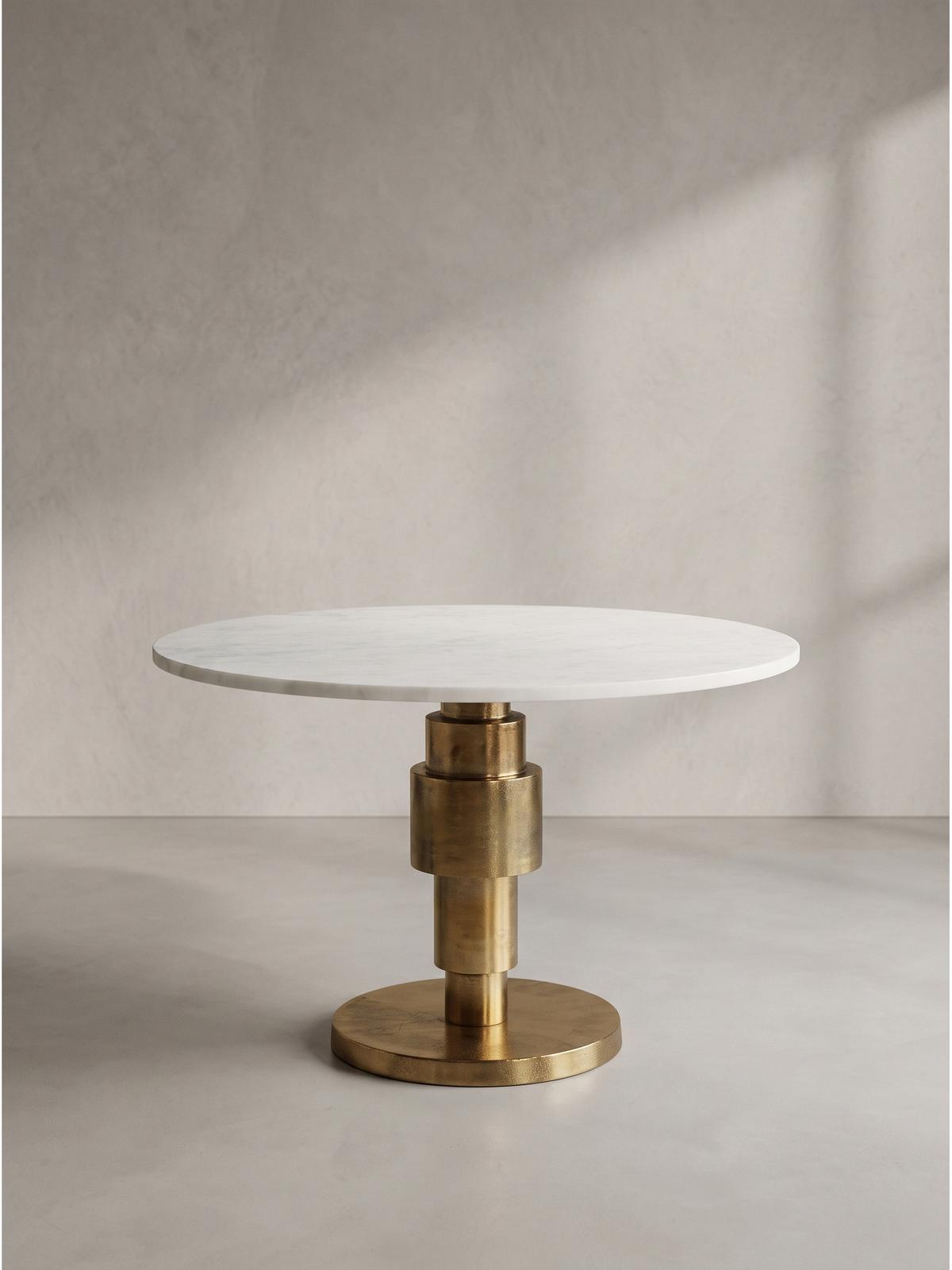 COUCHTISCH ESLA, Marmor, handgefertigt, Weiß-Gold, Ø 60 x 39 cm - Goldfarben/Weiß, Stein/Metall (60/60/39cm) - KADIMA DESIGN