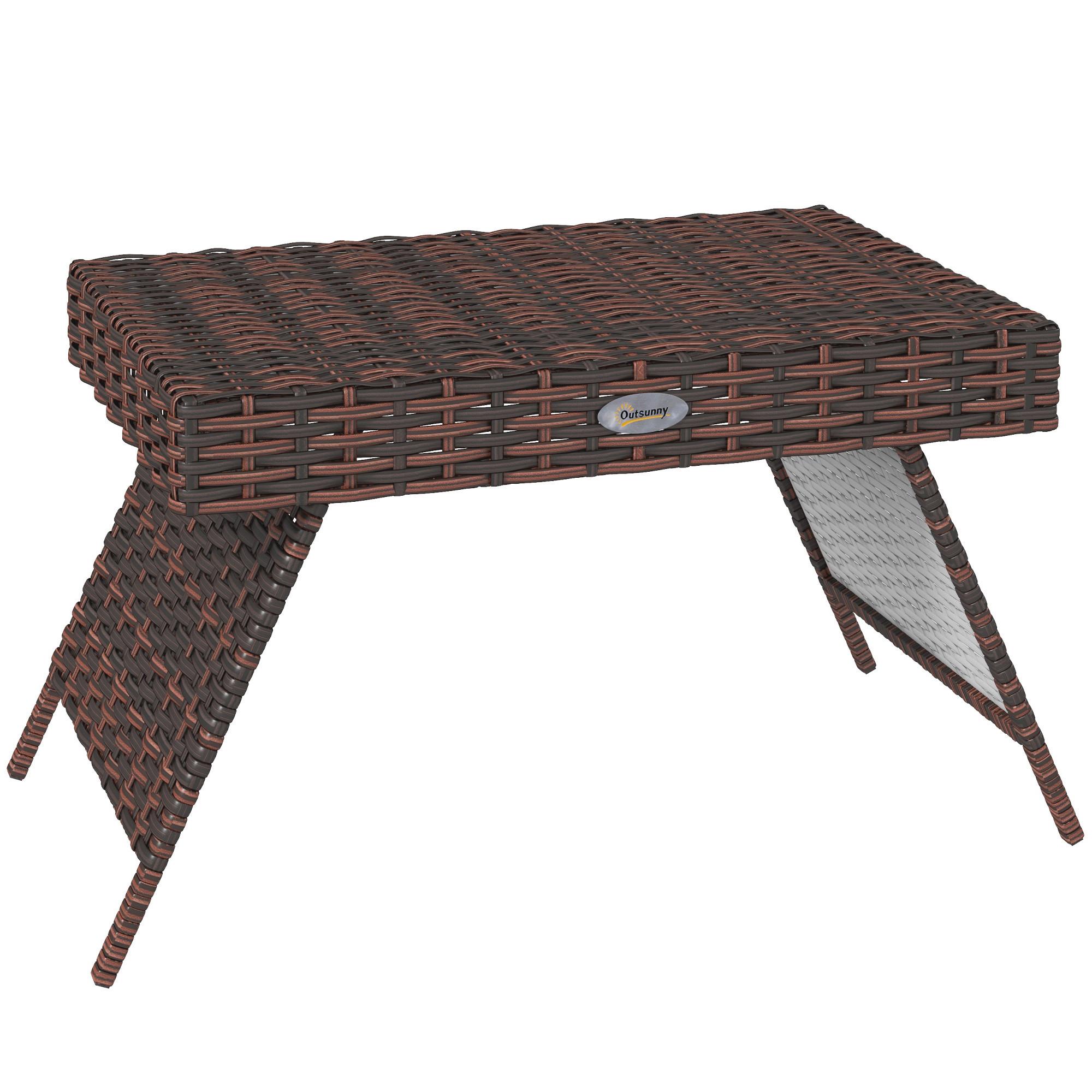 BALKONTISCH, Braun, PE Rattan, Verzinkter Stahl - Braun, Kunststoff (60/41/41cm) - Outsunny