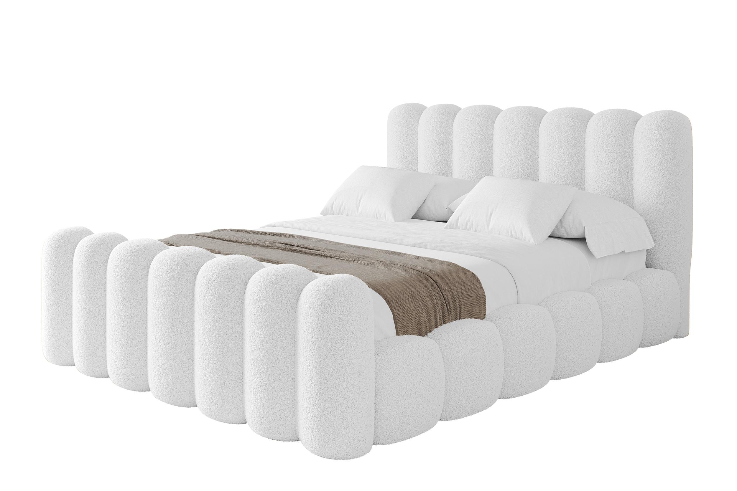 POLSTERBETT mit Bettkasten, Fußteil und Lattenrost, Boxbett ohne Matratze - SENA-Z 120x200 Weiß - Weiß, Holzwerkstoff/Textil (120/200cm) - ALTDECOR