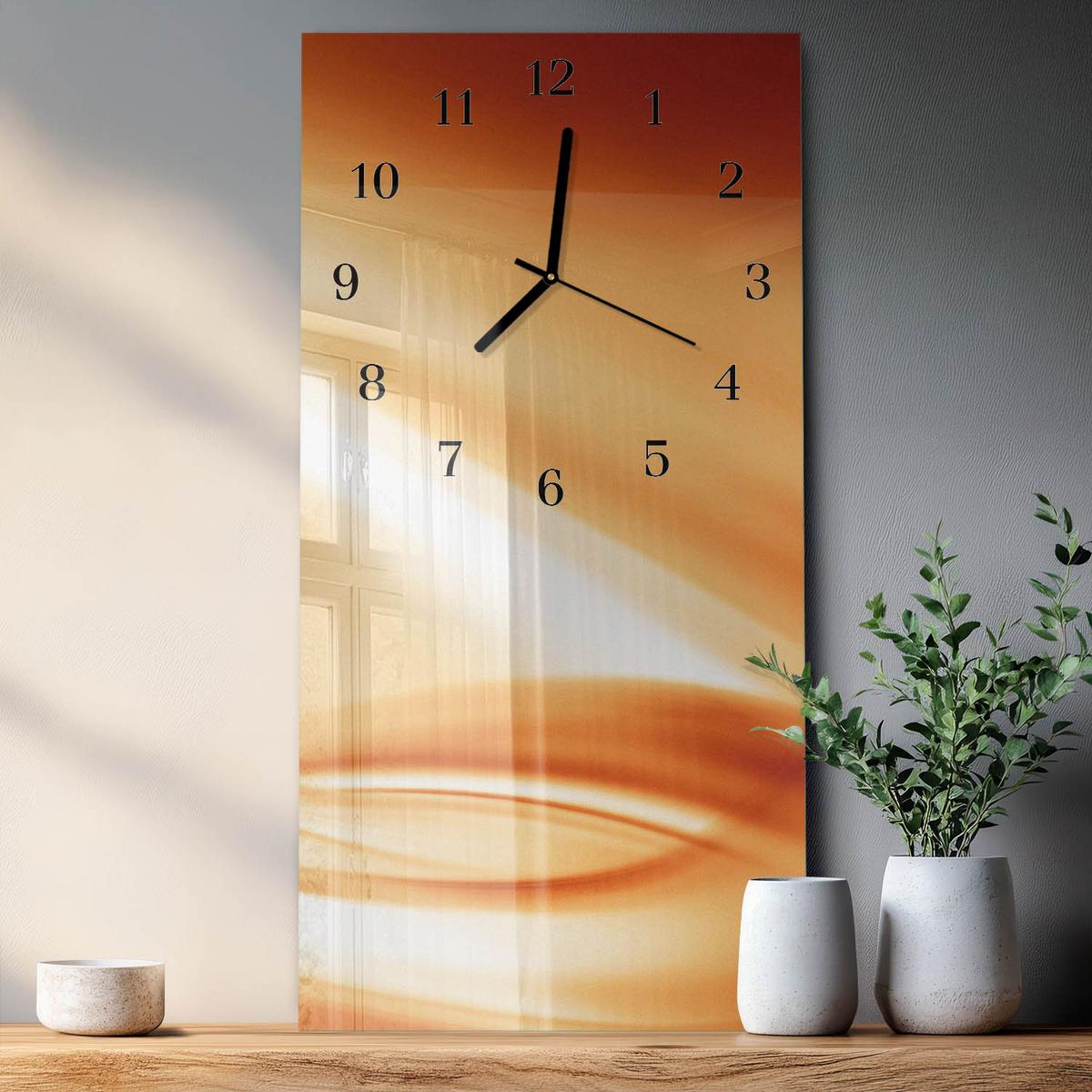 WANDUHR aus Glas 30x60 cm - Abstraktion - Orange, Glas (30/60/0.4cm) - TULUP