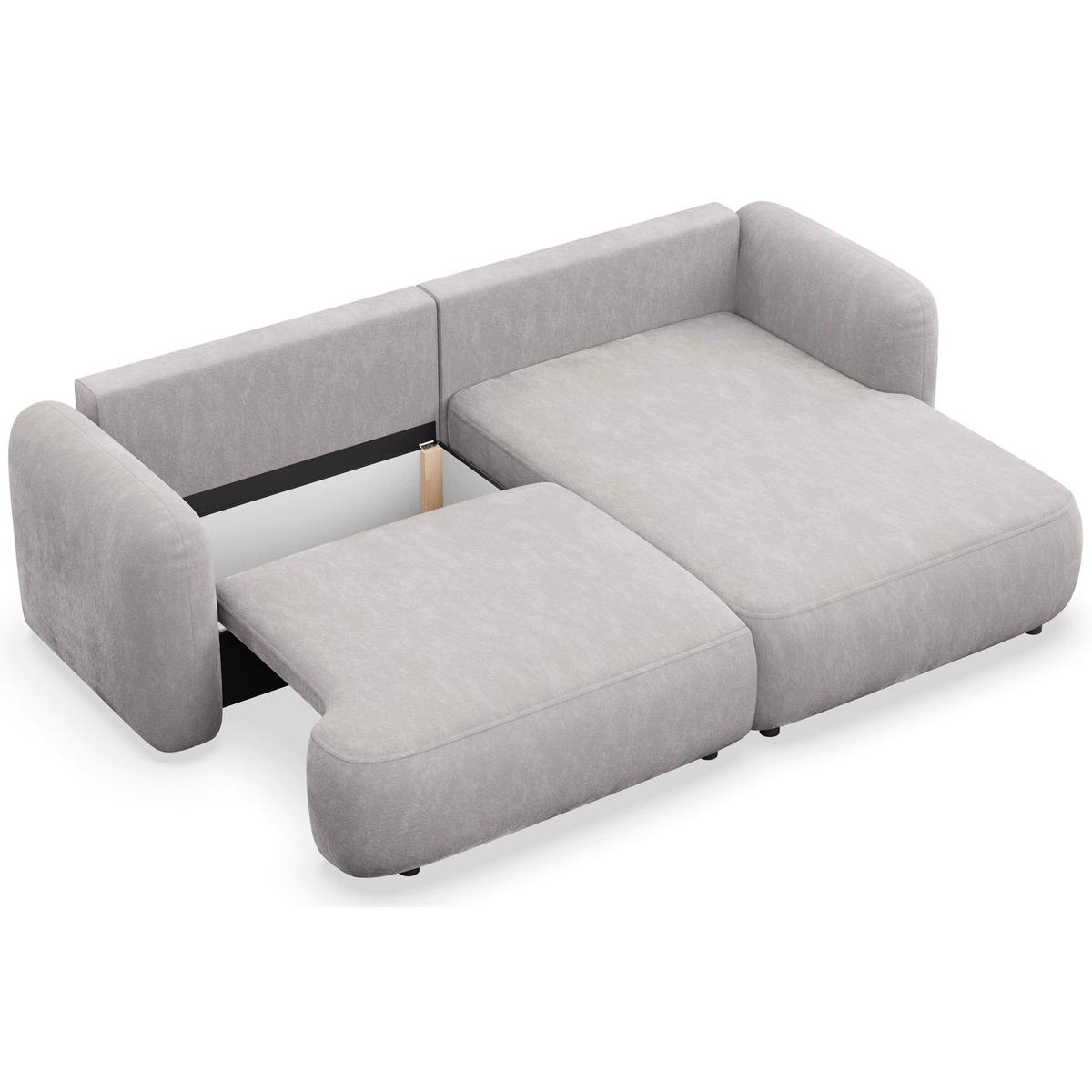 ECKSOFA Tvoya hellgraues Chenille - Hellgrau/Schwarz, Kunststoff/Textil (175/267cm) - Selsey
