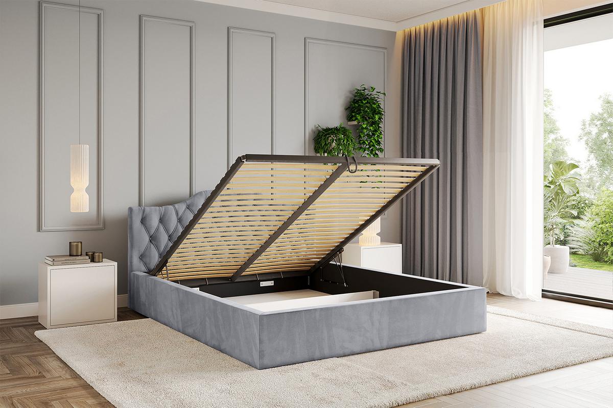 POLSTERBETT mit Bettkasten und Lattenrost, Bett mit Matratze H3/H4 - FALIO-V1 120x200 Hellgrau - Hellgrau, Holzwerkstoff/Textil (120/200cm) - ALTDECOR