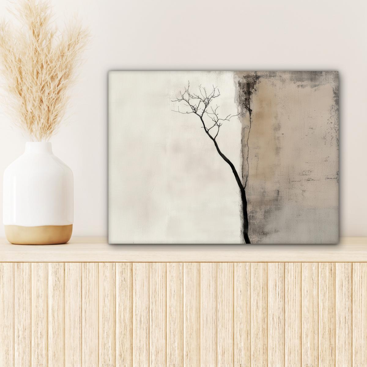 LEINWANDBILD Wabi sabi - Pflanze - Beige Wandbild 40x30 cm - Taupe, Textil (40/30cm) - MuchoWow