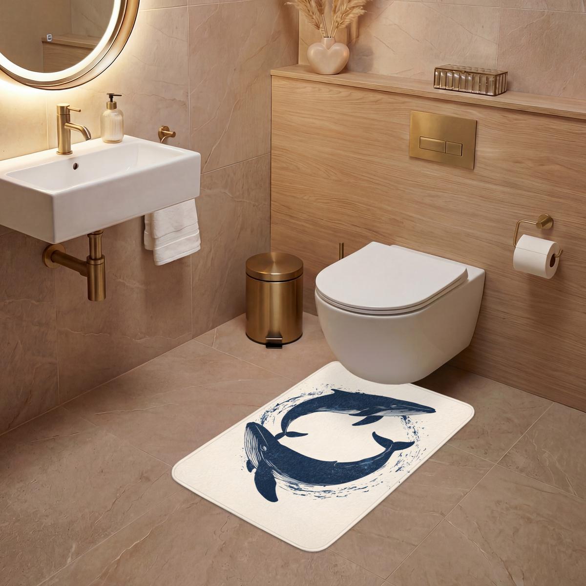 WC-VORLEGER Wale - Spritzer - Kreis - Dunkelblau WC Teppich 50x80 cm - Dunkelblau, Textil (50/1cm) - OnlyWow