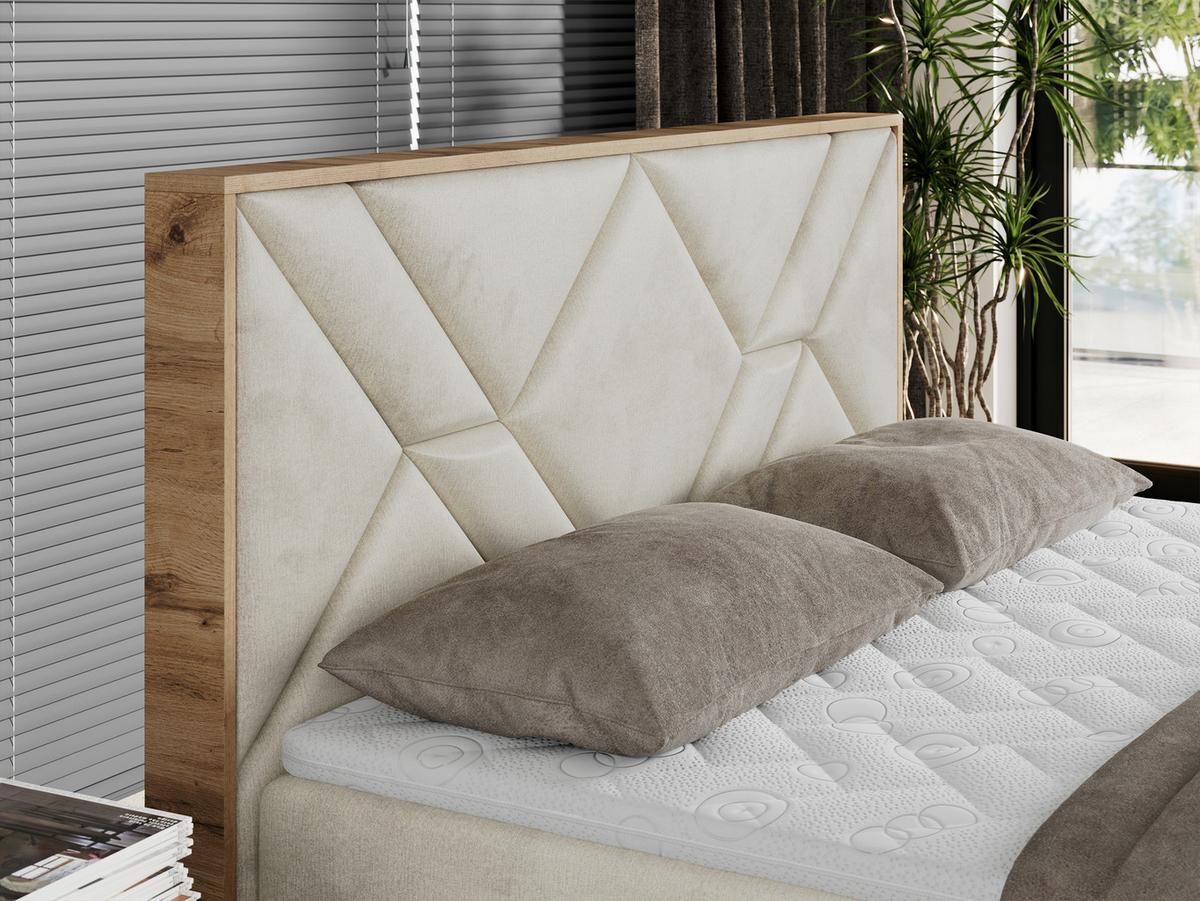 BOXBETT GUNAR - 160/200 Beige Velvet - H3 - Beige, Holz/Textil (160/200cm) - MKS