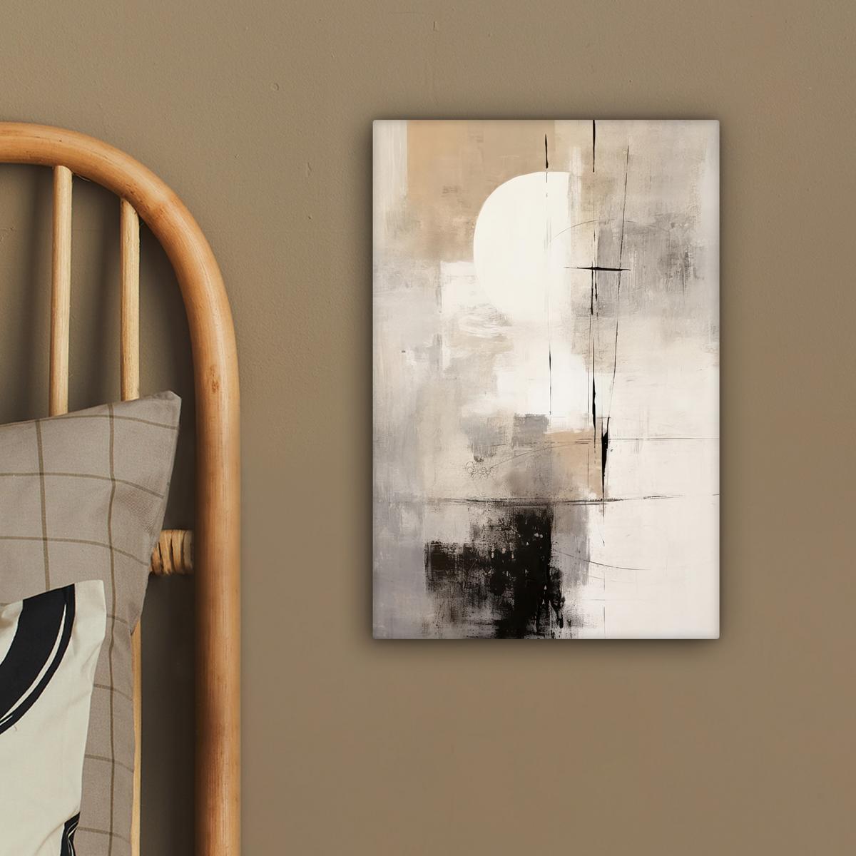 LEINWANDBILD Abstrakt - Kunst - Grau Deko Wohnzimmer 20x30 cm - Hellgrau, Textil (20/30cm) - MuchoWow