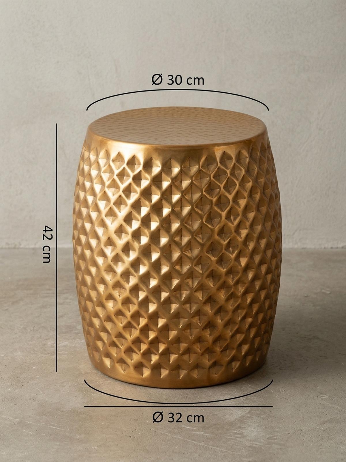 BEISTELLTISCH Aluminium Hammerschlag Rund Kratzfrei ENNS, Gold 32x32x42 cm - Goldfarben, Metall (32/32/42cm) - KADIMA DESIGN