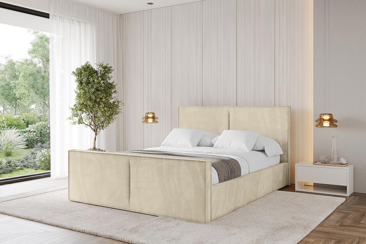 POLSTERBETT mit Bettkasten, Fußteil und Lattenrost, Boxbett ohne Matratze - VANTO-Z 180x200 Beige - Ecru, Holzwerkstoff/Textil (180/200cm) - ALTDECOR