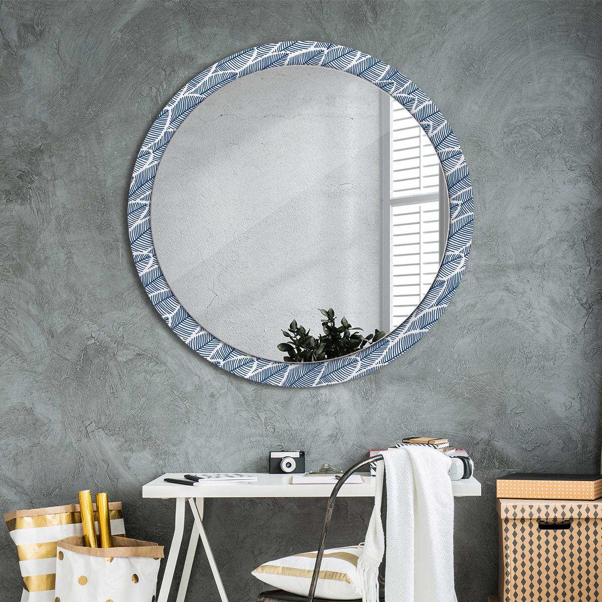 SPIEGEL Rund Ø 100 cm mit Aufdruck - Blau, Glas (100/100/0.4cm) - Wallfluent