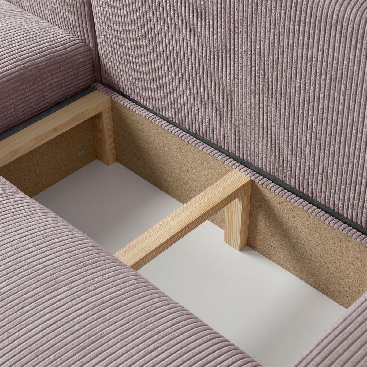 ECKSOFA OPERA L-Form mit Schlaffunktion und Bettkasten, Poso 27 - Rosa, Textil (247/143cm) - Lookway