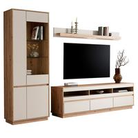 WOHNWAND Kaschmir, Artisan Eiche 3-teilig 292 cm, Schrankwand mit Soft-Close - Kaschmir/Eiche Artisan, Glas/Holzwerkstoff (292/205/45cm) - Furn.Design