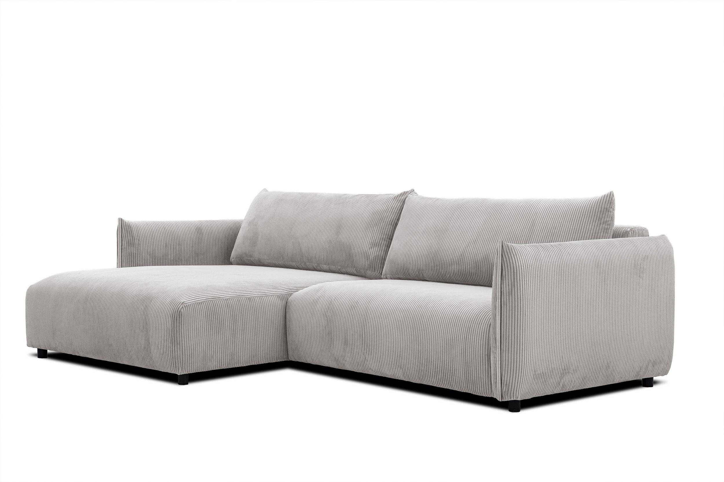 ECKSOFA TAUER 5-Sitzer, weiß - Schwarz/Weiß, Holzwerkstoff/Kunststoff (174/292cm) - Wozimo