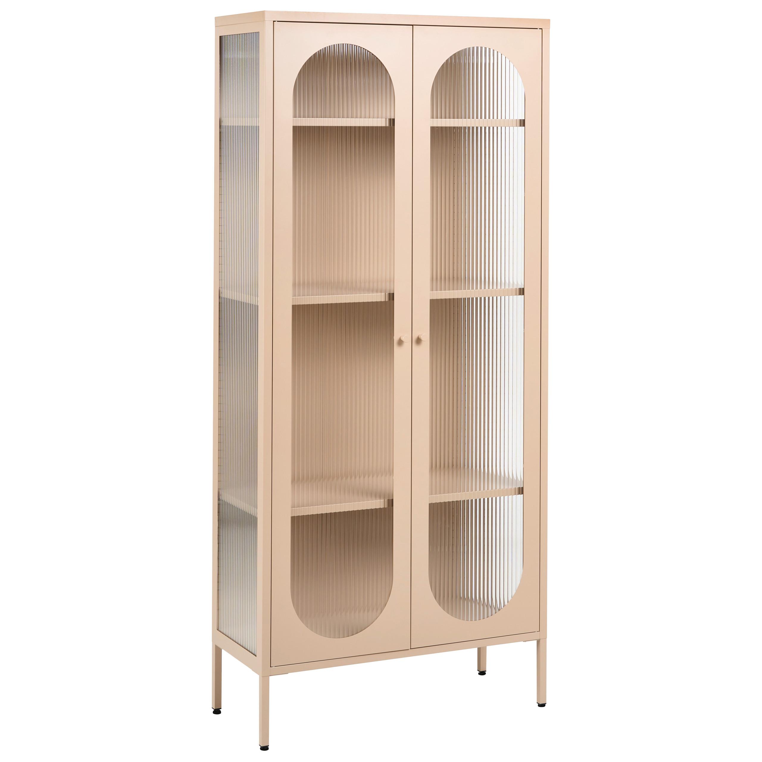 VITRINE mit Glastüren Metall 80 cm Beige Foxton - Beige, Metall (80/181/35cm) - Beliani