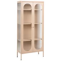 VITRINE mit Glastüren Metall 80 cm Beige Foxton - Beige, Metall (80/181/35cm) - Beliani