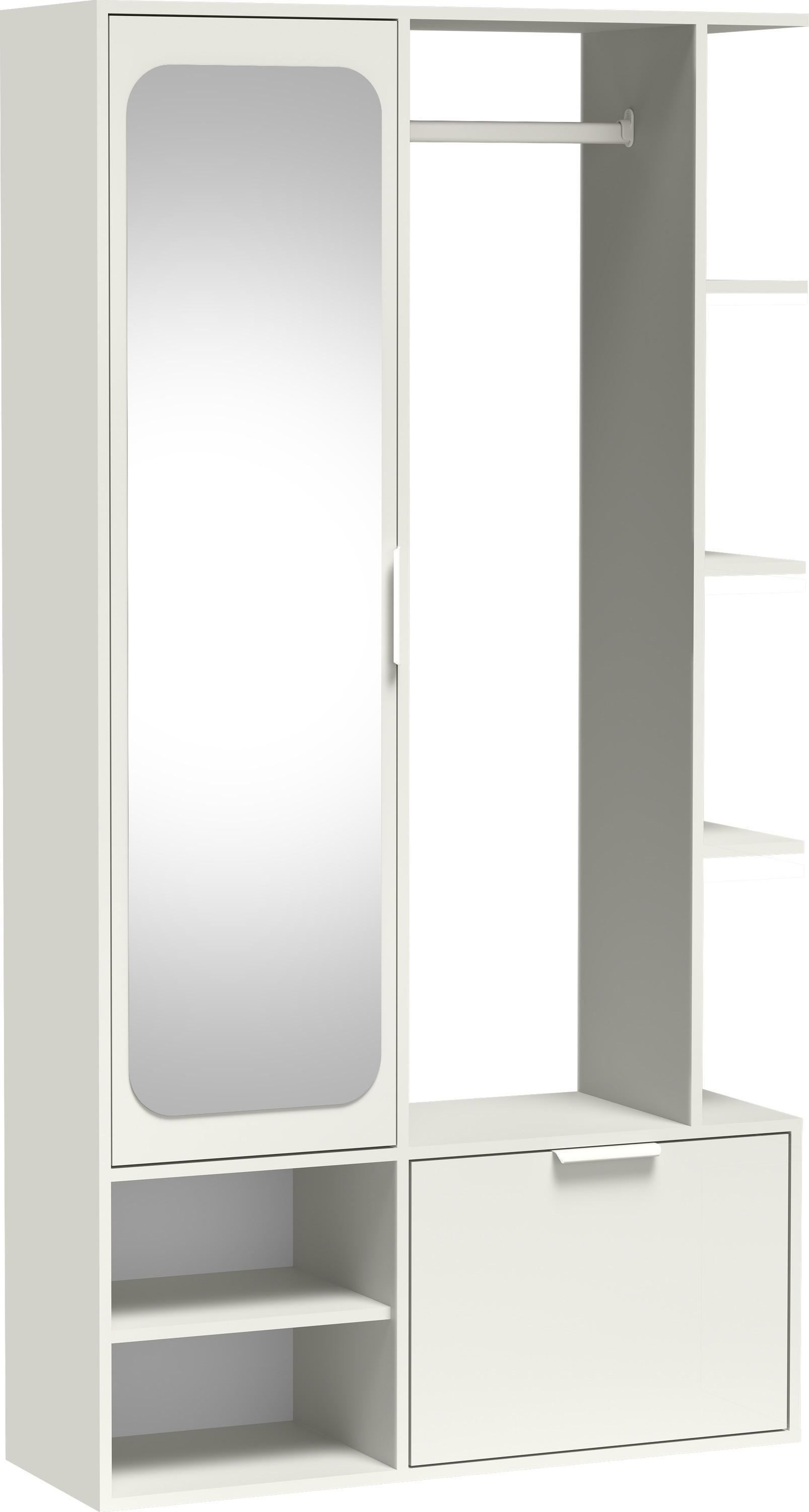 GARDEROBE Mela mit Spiegel, Sitzbank & Kleiderstange – 100/189/33 cm – Weiß - Weiß, Holzwerkstoff/Metall (100/189.4/33cm) - WFL GROUP