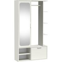 GARDEROBE Mela mit Spiegel, Sitzbank & Kleiderstange – 100/189/33 cm – Weiß - Weiß, Holzwerkstoff/Metall (100/189.4/33cm) - WFL GROUP