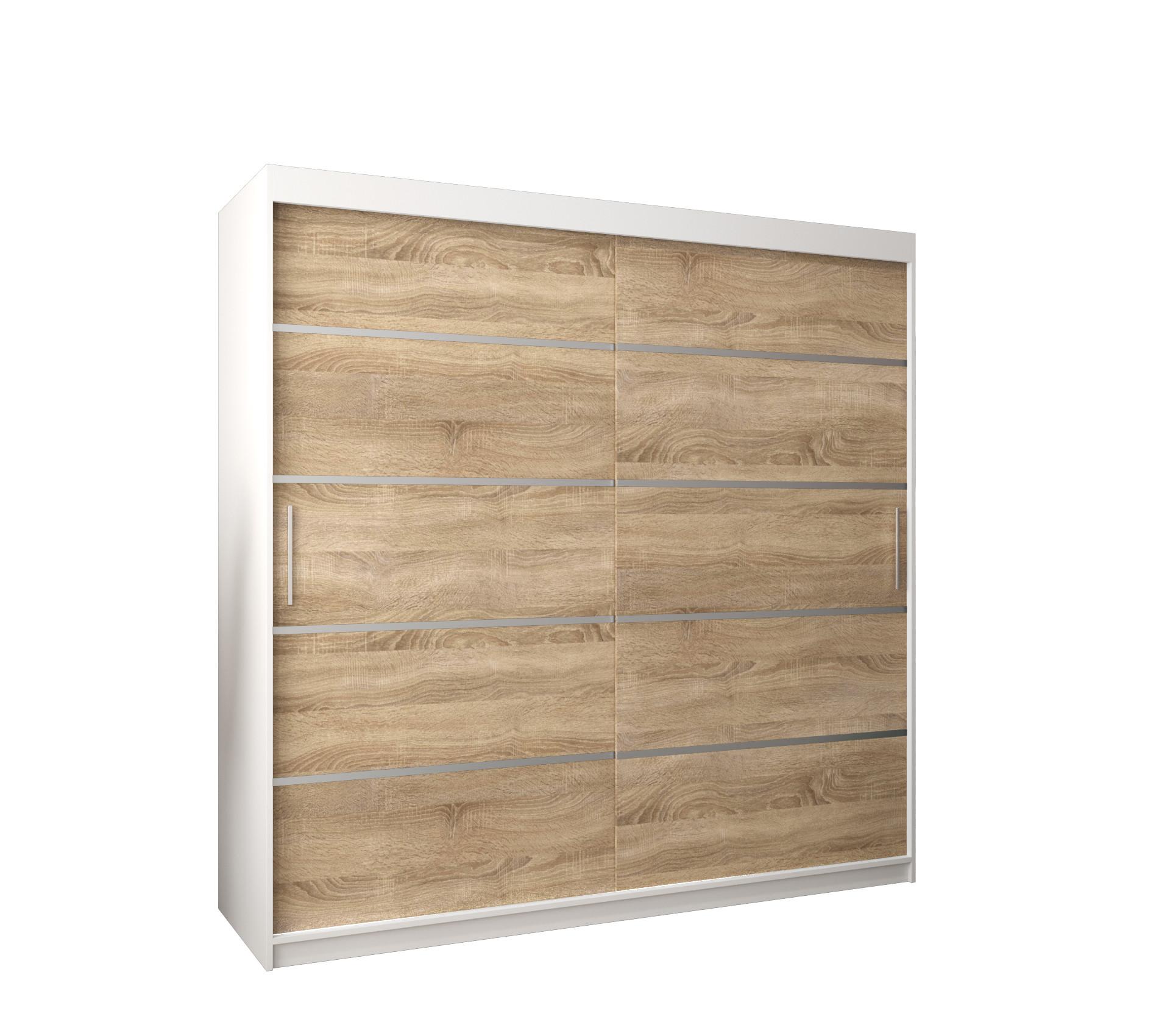 SCHWEBETÜRENSCHRANK 200/200/62 2-türig - Silberfarben/Weiß, Holz/Kunststoff (200/200/62cm) - MÖBEL KRYSPOL