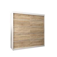 SCHWEBETÜRENSCHRANK 200/200/62 2-türig - Silberfarben/Weiß, Holz/Kunststoff (200/200/62cm) - MÖBEL KRYSPOL