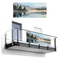 BALKON-SICHTSCHUTZ See - Nebel - Berge - Landschaft Witterungsbeständig 200x90 cm - Hellblau, Kunststoff (200/90cm) - MuchoWow