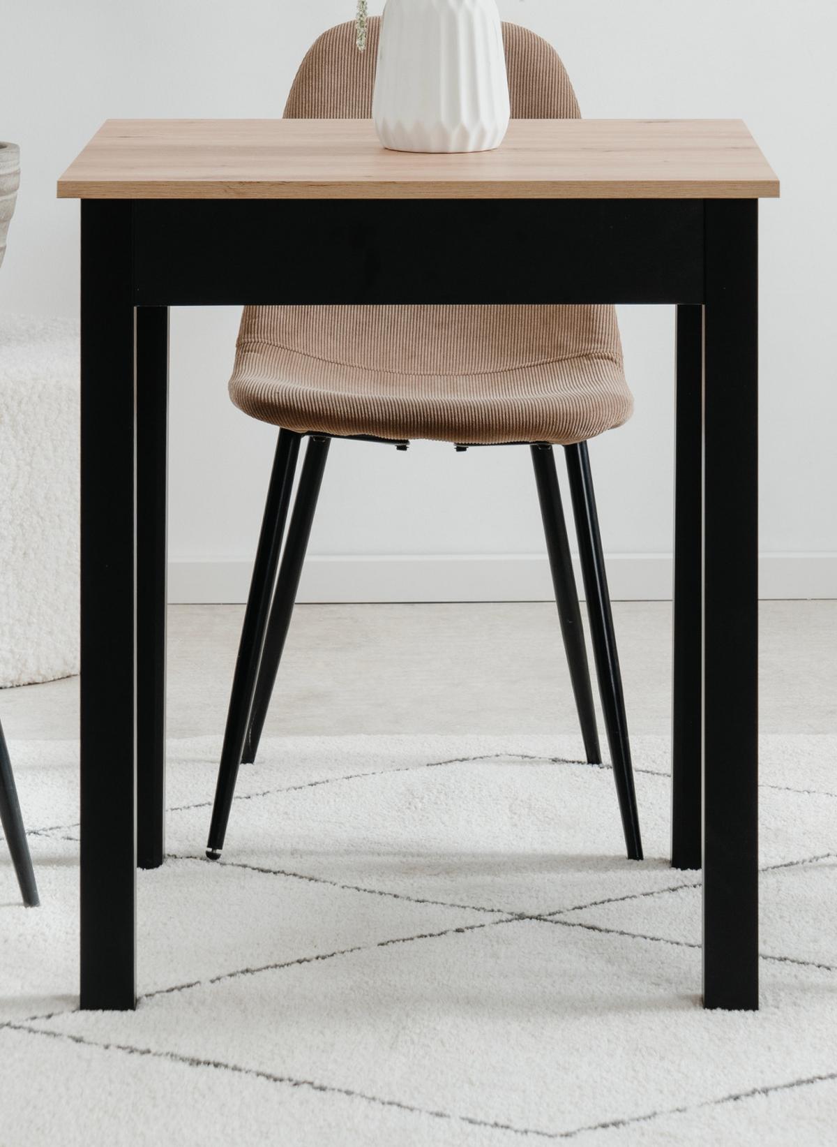 ESSTISCH Eiche Artisan, schwarz 60 x 67 cm, Küchentisch in modernem Design - Schwarz/Eiche Artisan, Holzwerkstoff/Kunststoff (67/60/76cm) - Furn.Design