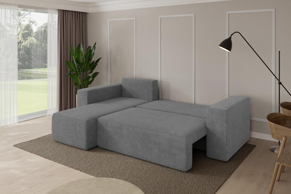 ECKSOFA mit Schlaffunktion Ottomane Links SENO-L 249x139x85 Grau Velours - Taupe/Schwarz, Holzwerkstoff/Kunststoff (249/139cm) - ALTDECOR