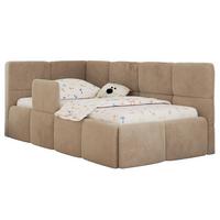 POLSTERBETT ARVO ALTA 90/200 - Beige Plüsch - Schaumstoffmatratze - Links - Beige, Textil (90/200cm) - MKS