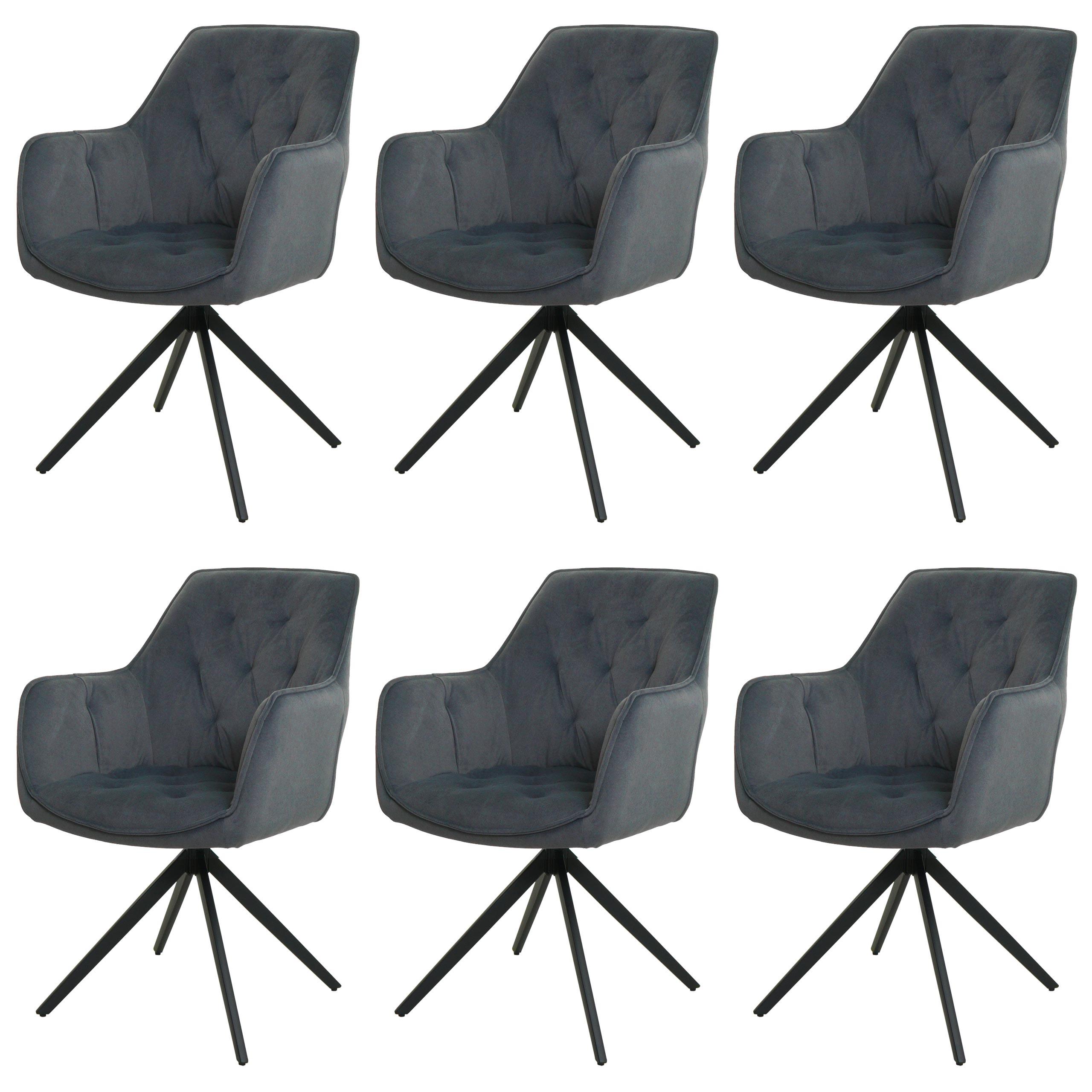 ESSZIMMERSTUHL Schwarz 6er-Set - Schwarz, Textil (55/87/60cm) - MCW