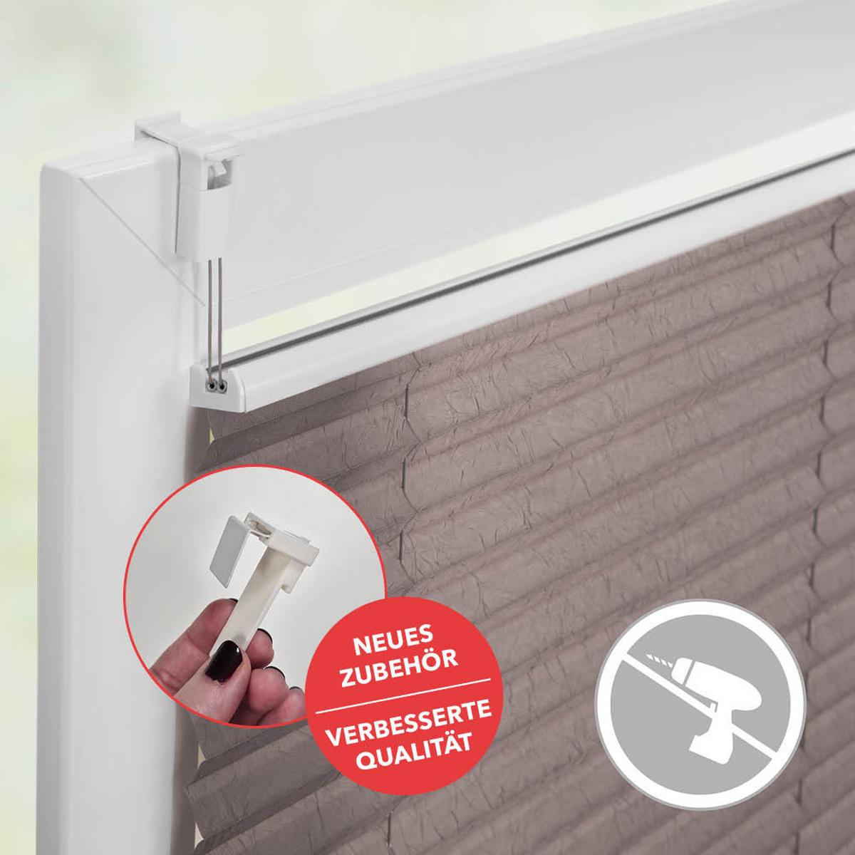 PLISSEE KLEMMFIX, OHNE BOHREN, VERSPANNT - Taupe, Kunststoff (80/130cm) - Lichtblick Original