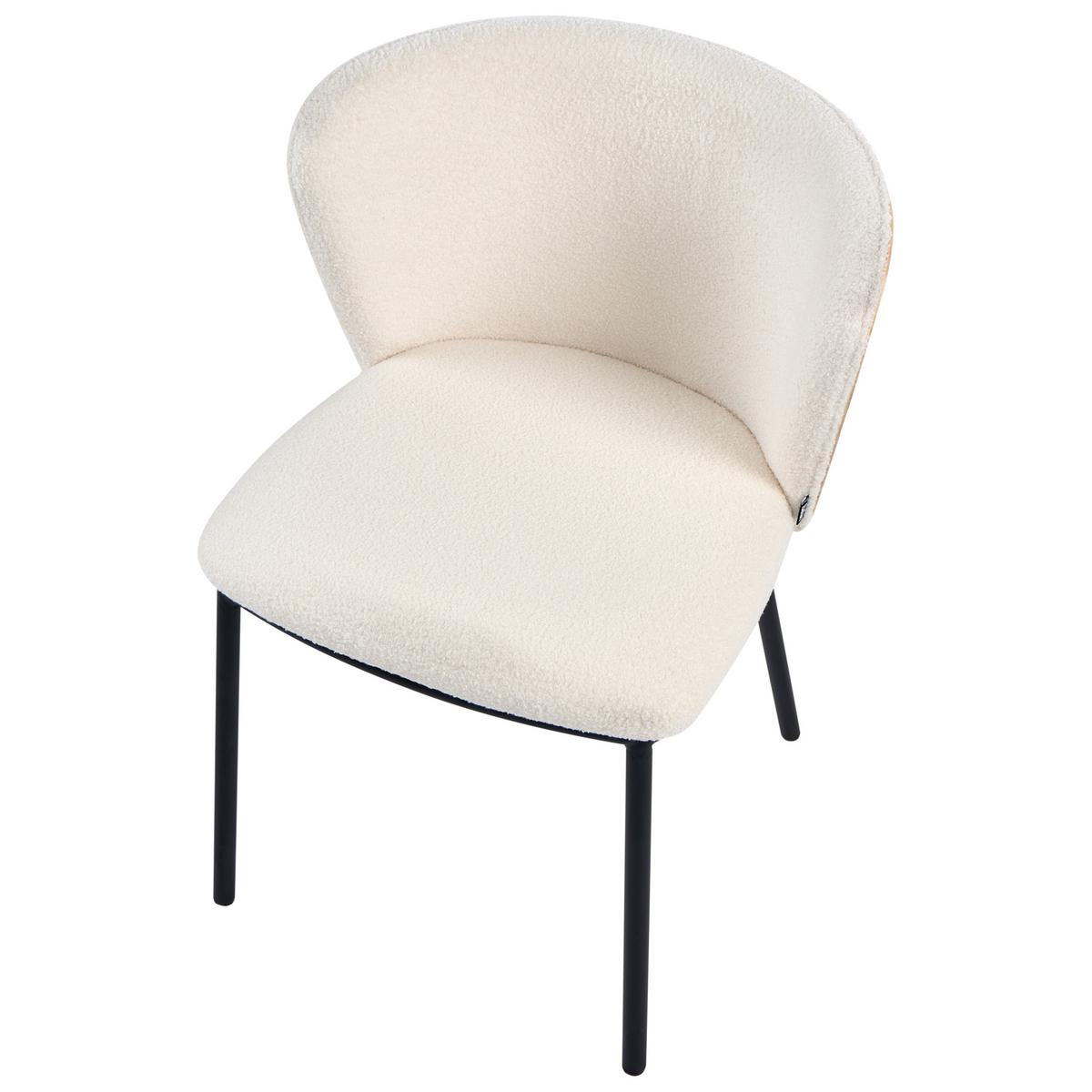 ESSZIMMERSTUHL 2er Set Bouclé Cremeweiß Hoskin - Creme, Textil (53/75/56cm) - Beliani