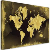 WANDBILD goldene weltkarte vintage - Goldfarben, Textil (60/40cm) - Feeby