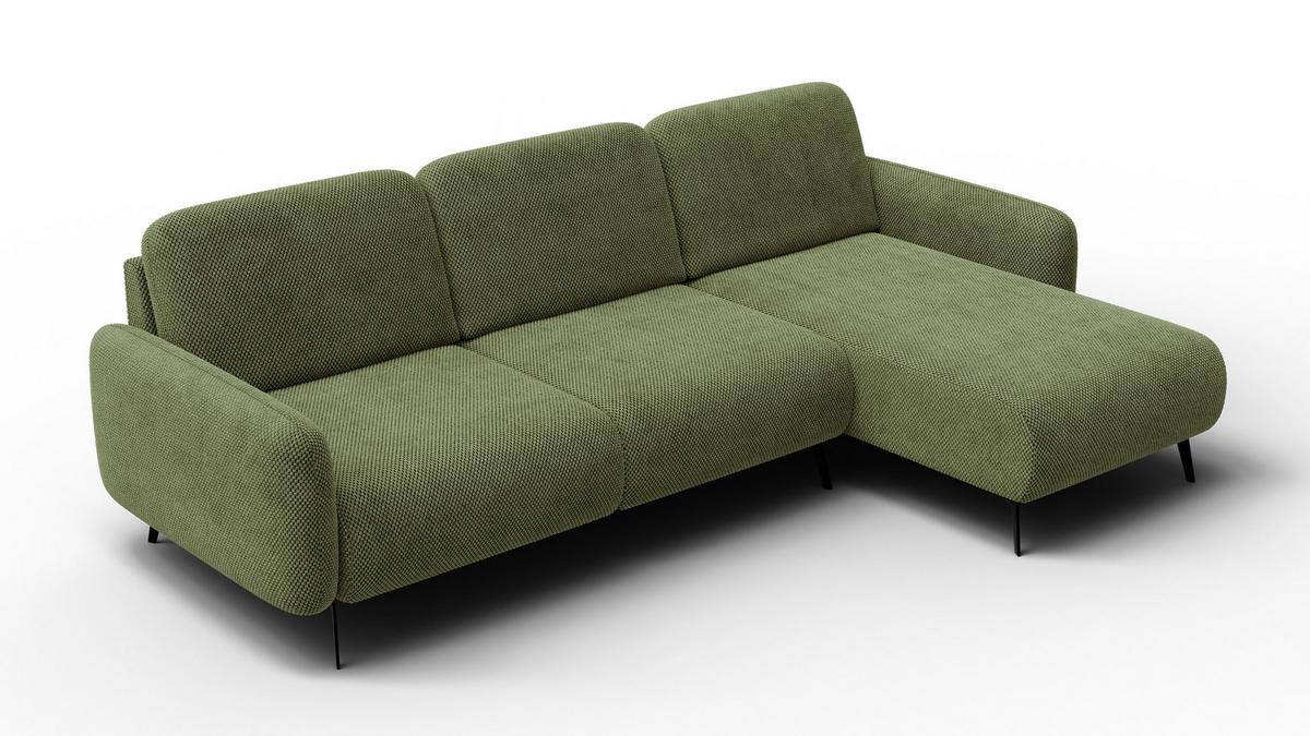 ECKSOFA FEBE 4-Sitzer rechts, olivgrün - Schwarz/Olivgrün, Holz/Textil (264/157cm) - Wozimo