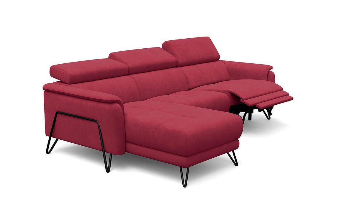 ECKSOFA RODEN 4-Sitzer mit Relax, rostrot, Veloursstoff - Rot, Holz/Textil (268/92cm) - Wozimo