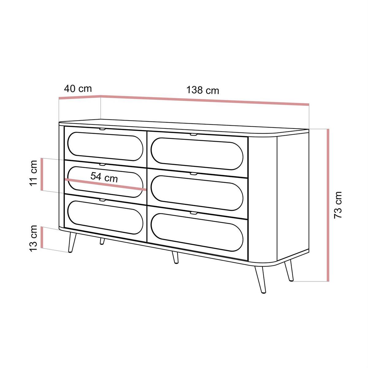 KOMMODE SHADOW II 6S mit Schubladen - Schwarz, Holzwerkstoff (138/73/40cm) - Lookway