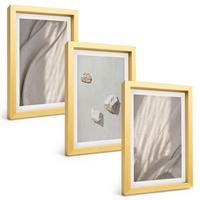 BILDER SET 3er Set - 20x30 cm Goldrahmen - Nahaufnahmen der Struktur im Boho-Stil - Goldfarben, Kunststoff (20/30cm) - TULUP
