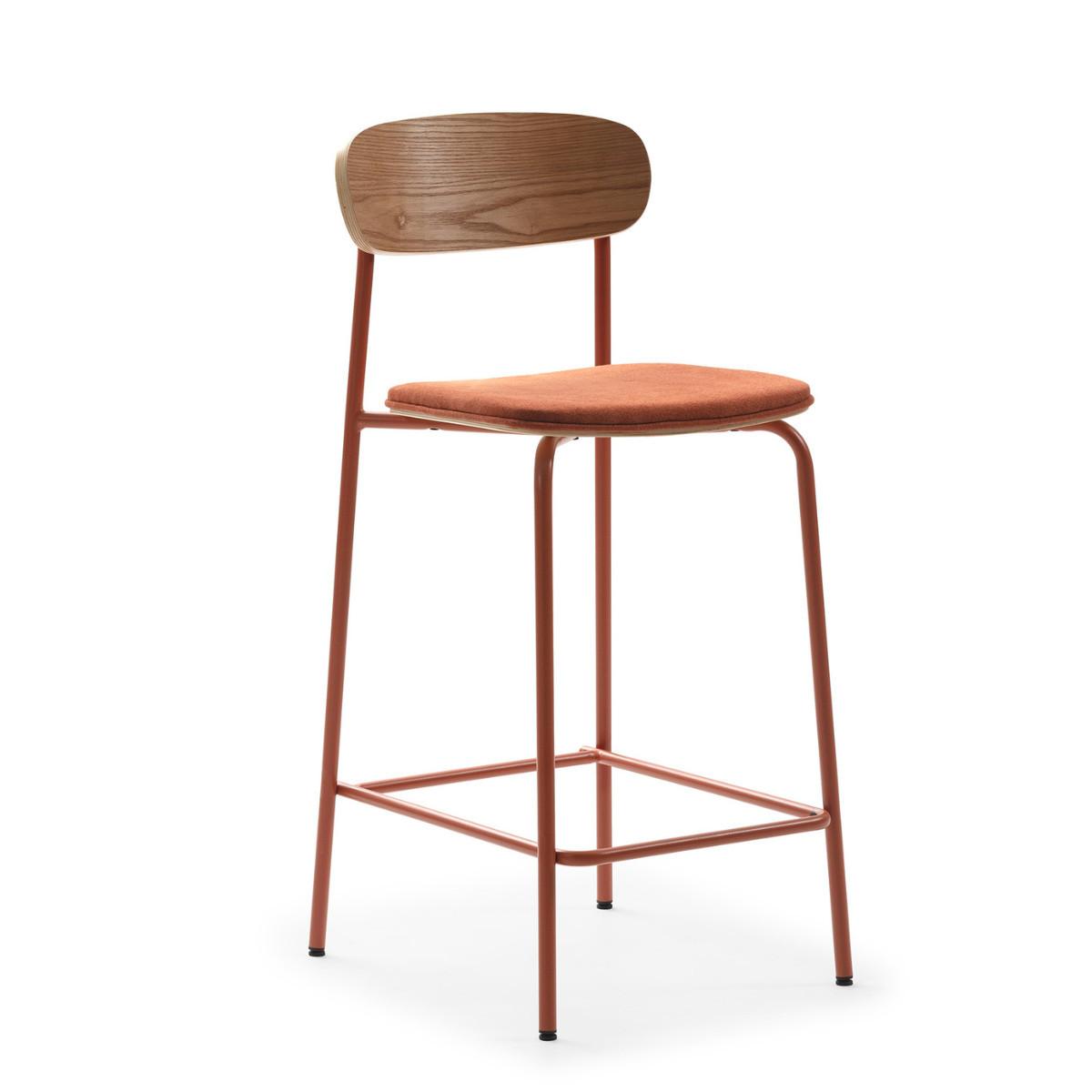 BARHOCKER (Set aus 2) aus Stoff mit schwarzen Metallbeinen - adriana 42/48/66 cm - Orange, Textil (48/66/42cm) - Calicosy