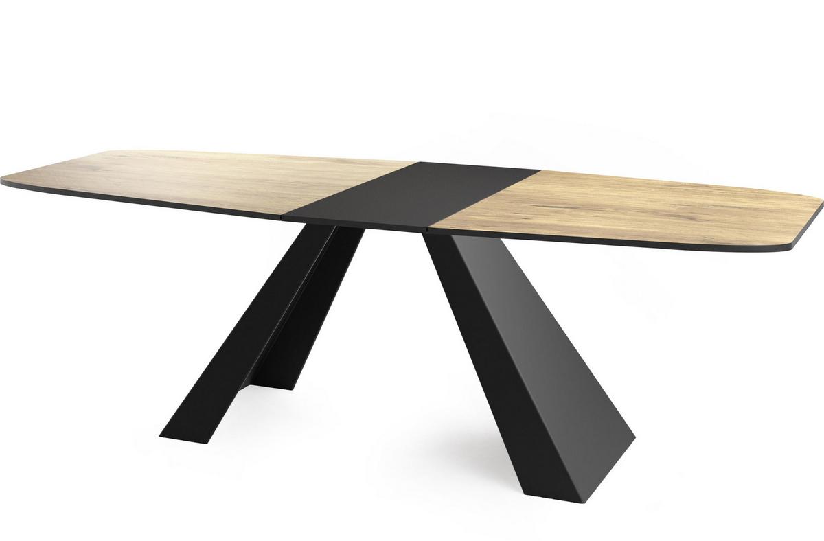 ESSTISCH Monte rechteckig ausziehbar, Lancelot Eiche 160-200/80/76 cm - Eichefarben/Schwarz, Holzwerkstoff/Metall (80/198/76cm) - WFL GROUP