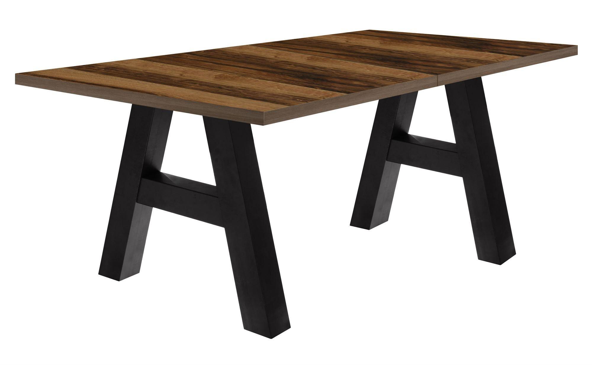 ESSTISCH ausziehbar Elia 7 160 x 90 x 75 Esszimmertisch Schwarzstahl/Plankeneiche - Alteiche, Holz (160/90/75cm) - 58aufmkessel