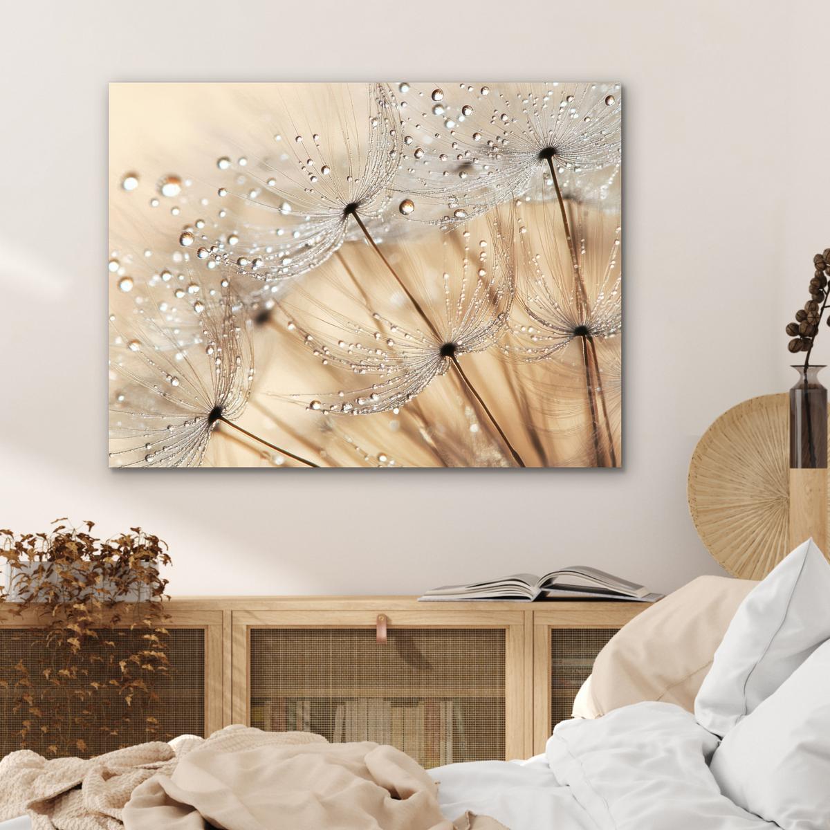 METALLBILD Löwenzahn - Abstrakt - Natur - Beige 80x60 cm - Braun, Metall (80/60cm) - MuchoWow