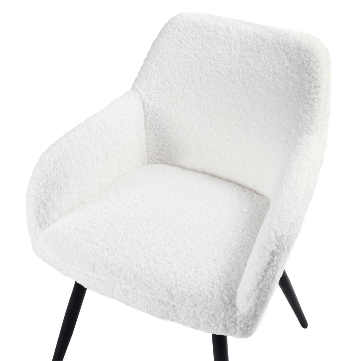 ESSZIMMERSTUHL 2er-Set Bouclé Cremeweiß Casmalia - Weiß, Textil (60/80/66cm) - Beliani