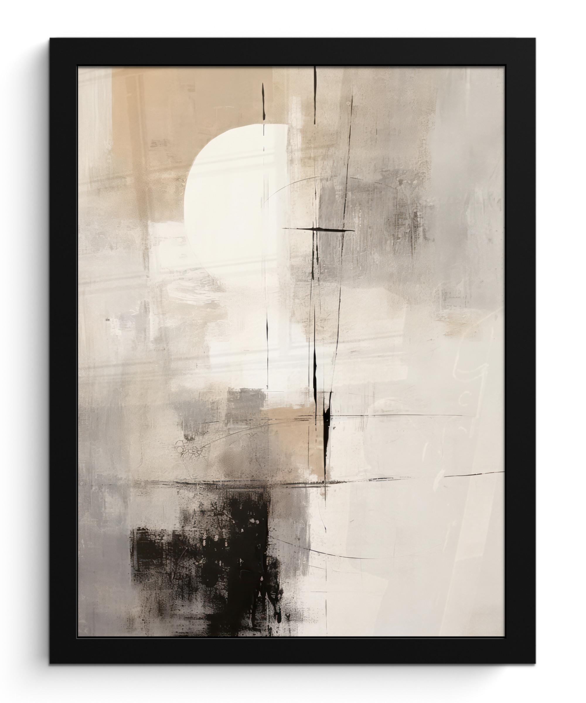 POSTER MIT RAHMEN Abstrakt - Kunst - Grau Bilderrahmen 30x40 cm - Hellgrau, Papier (30/40cm) - MuchoWow