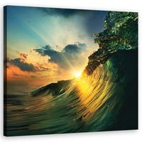 WANDBILD landschaften orange - Blau, Textil (40/40cm) - Feeby