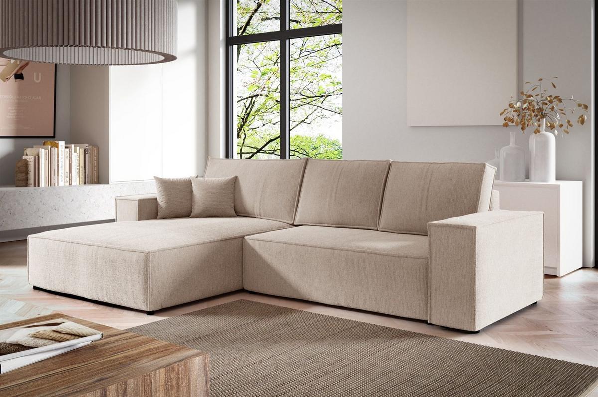 ECKSOFA Levio - Creme, Holzwerkstoff/Textil (294/185cm) - Fun Möbel