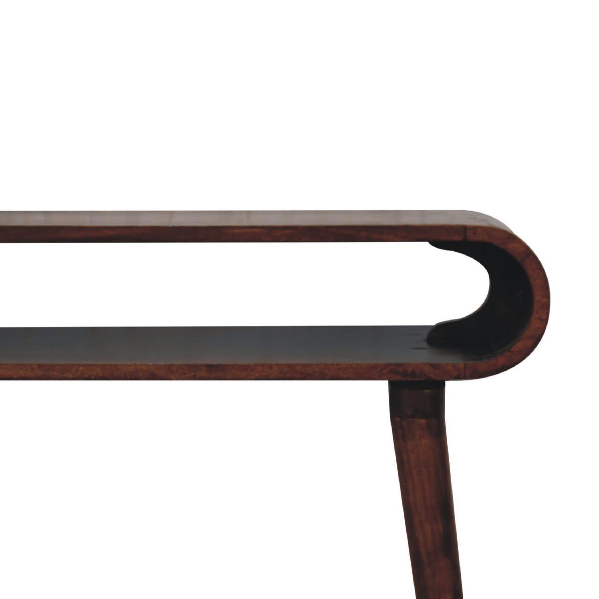 KONSELENTISCH aus Massivholz, Offener Lagerraum, Braun - Kastanienfarben/Messingfarben, Holz/Metall (35/90/80cm) - Artisan Furniture