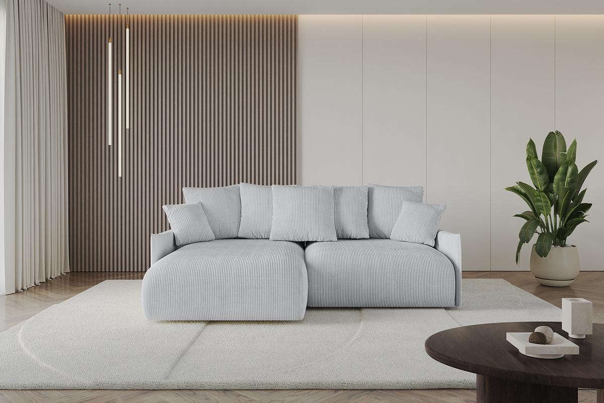ECKSOFA Ottomane links ONESK-L -v1 216x177x72 Grau Cord - Grau, Holzwerkstoff/Kunststoff (216/177cm) - ALTDECOR