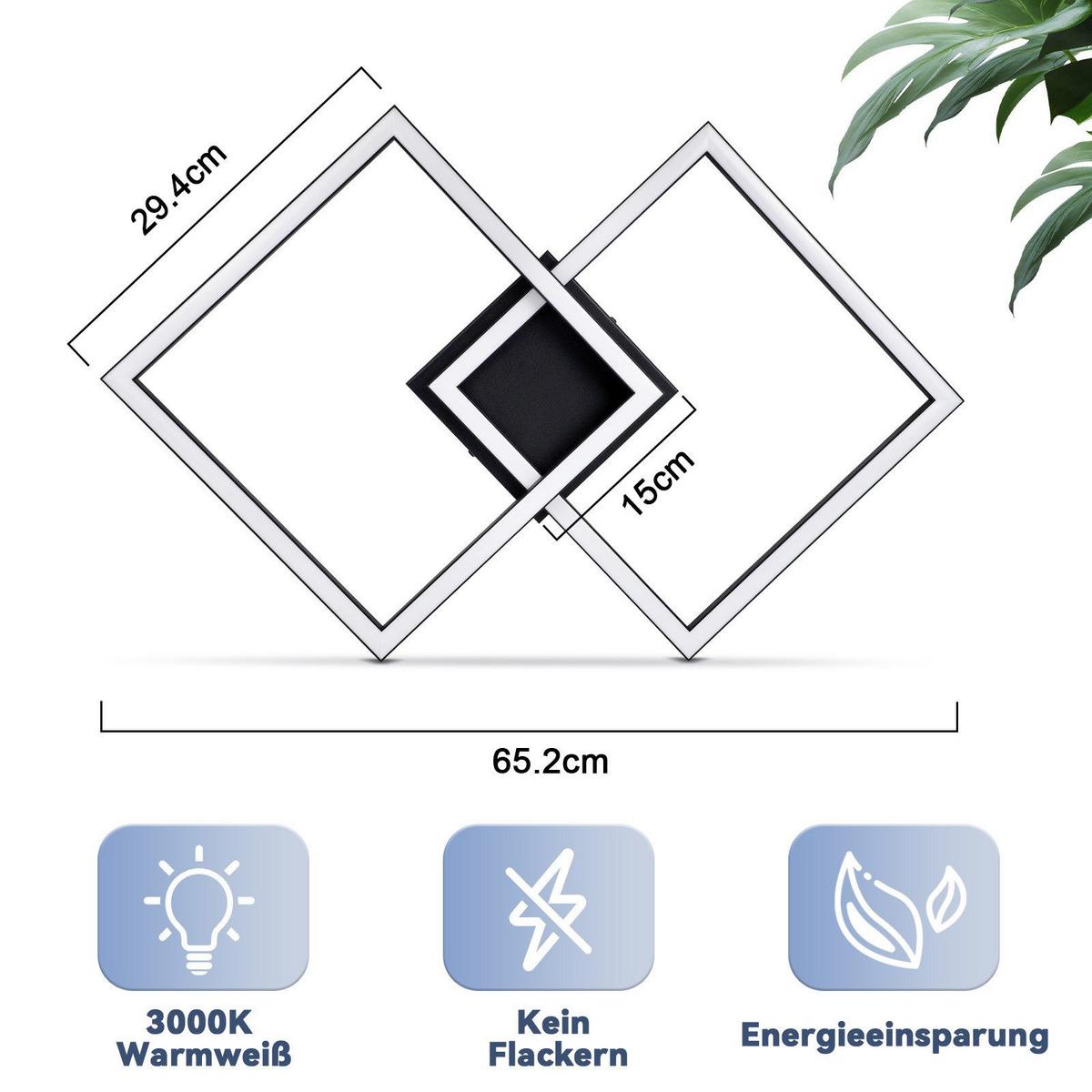 LED-DECKENLEUCHTE Mapes 46.1/46.1/5.8 cm - Schwarz, Metall (46.1/46.1/5.8cm) - Nettlife