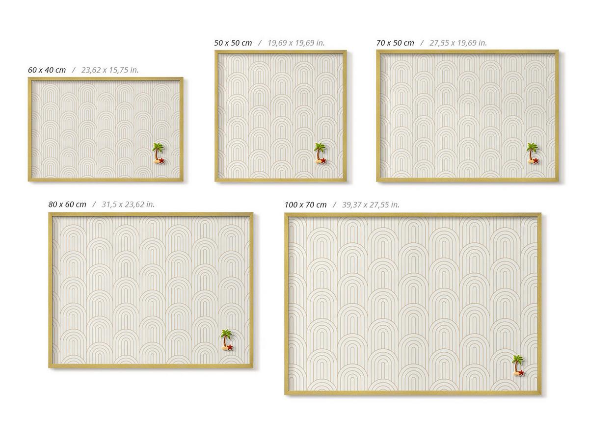 MAGNETTAFEL 80x60 cm Goldener Rahmen Lineare Regelmäßige Bögen - Cappuccino, Metall (80/60/0.4cm) - TULUP