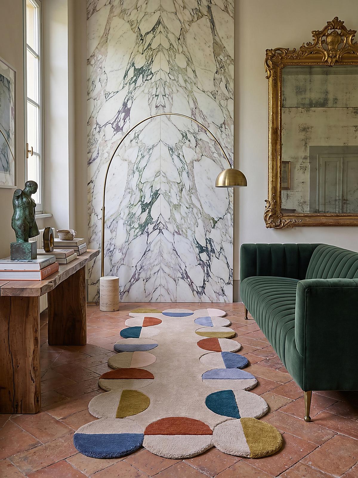 WOLLTEPPICH HALLEIN, mit Wellenmuster, Rost, 80 x 230 cm - Multicolor, Textil (80/230cm) - KADIMA DESIGN