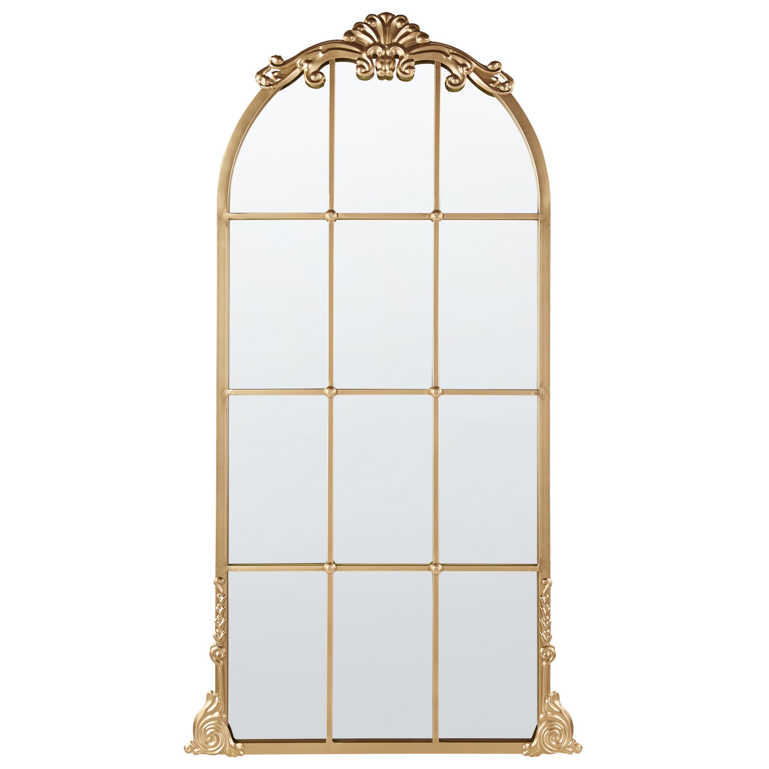 WANDSPIEGEL gold Metall Fenster 66/124 cm Noidan - Goldfarben, Metall (66/124/4cm) - Beliani